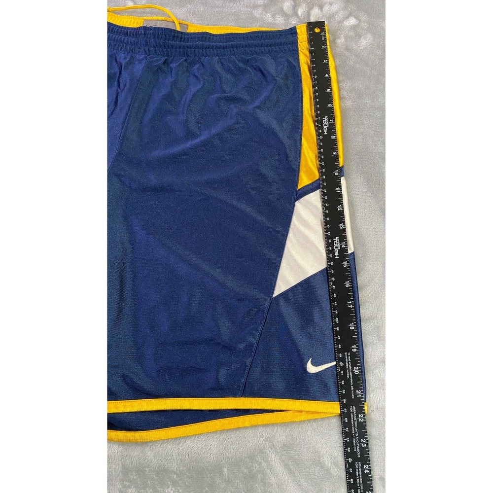 Nike Basketball Shorts Mens XL Navy Yellow Reversible Dazzle Mesh Athletic Retro - Picture 6 of 13